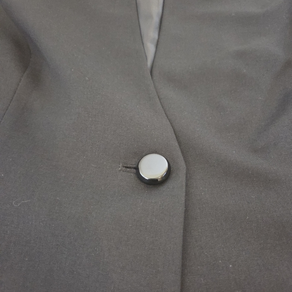 Kasper Women's Black High Neck Collarless Blazer Jacket Cuffable Sleeve Size 16W - Picture 3 of 9